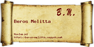Beros Melitta névjegykártya
